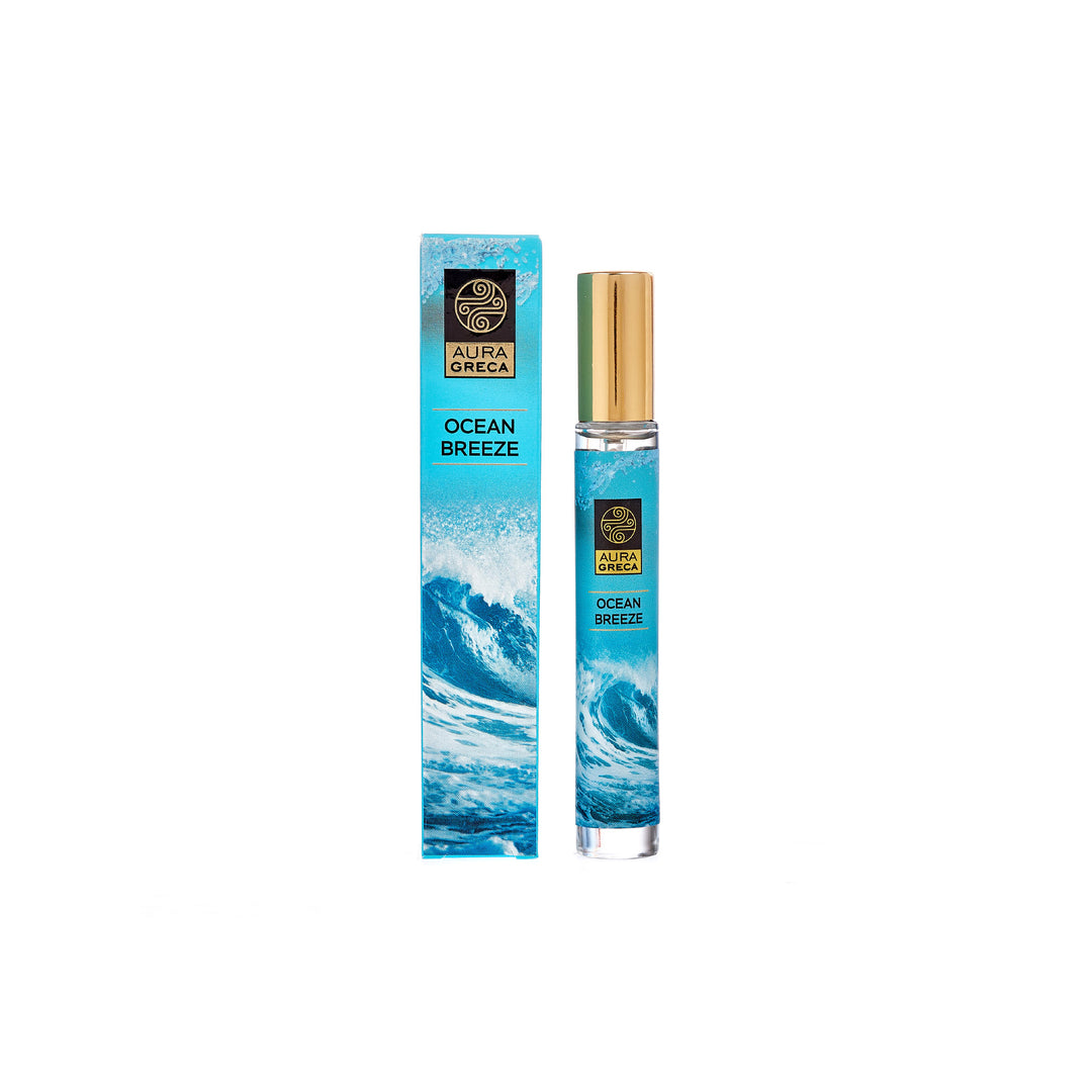 Aura Greca Ocean Breeze alcohol-free perfume with a fresh aquatic scent.