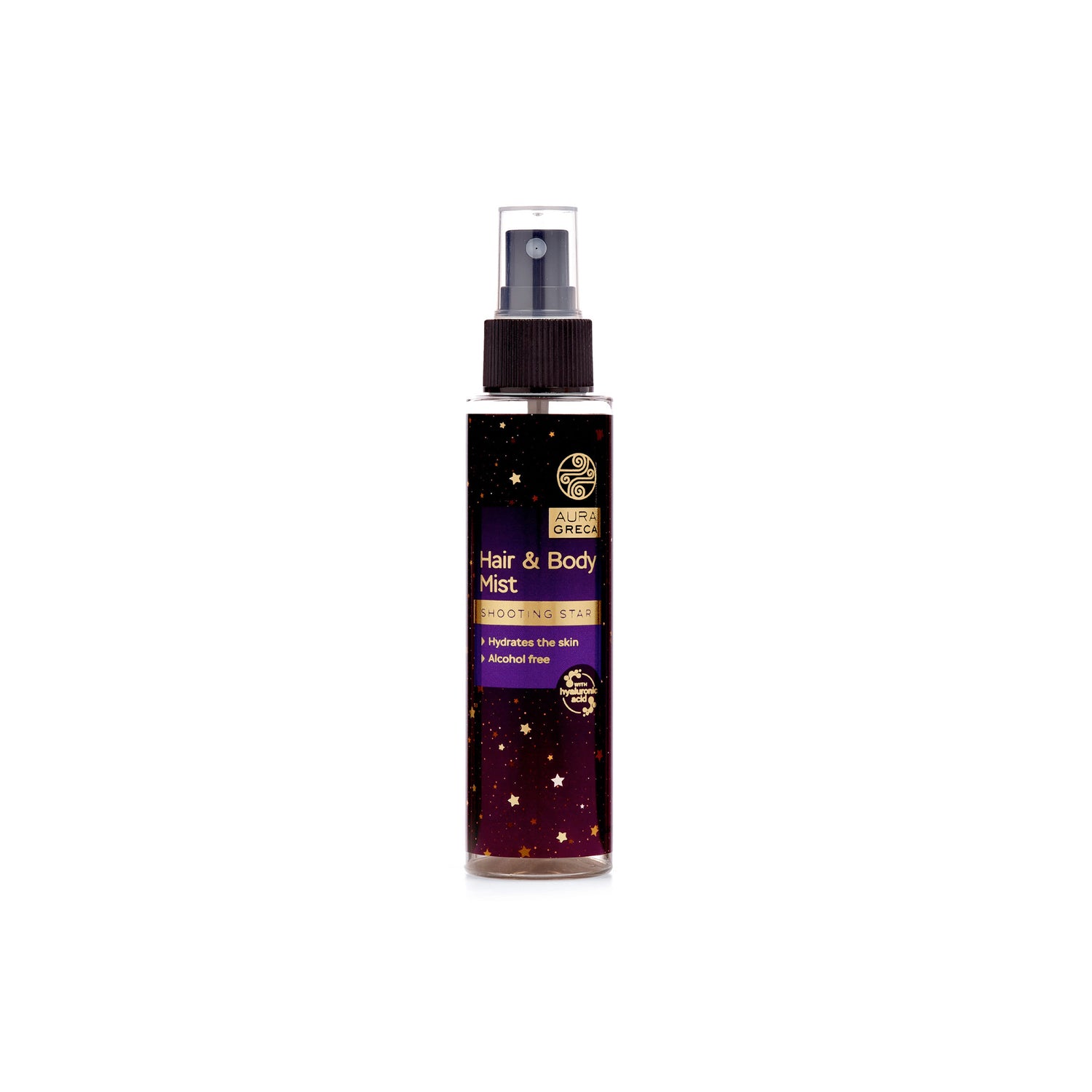 Aura Greca Hair & Body Mist Shooting Star – Hydrating, alcohol-free mist with hyaluronic acid and aloe vera for nourished skin.